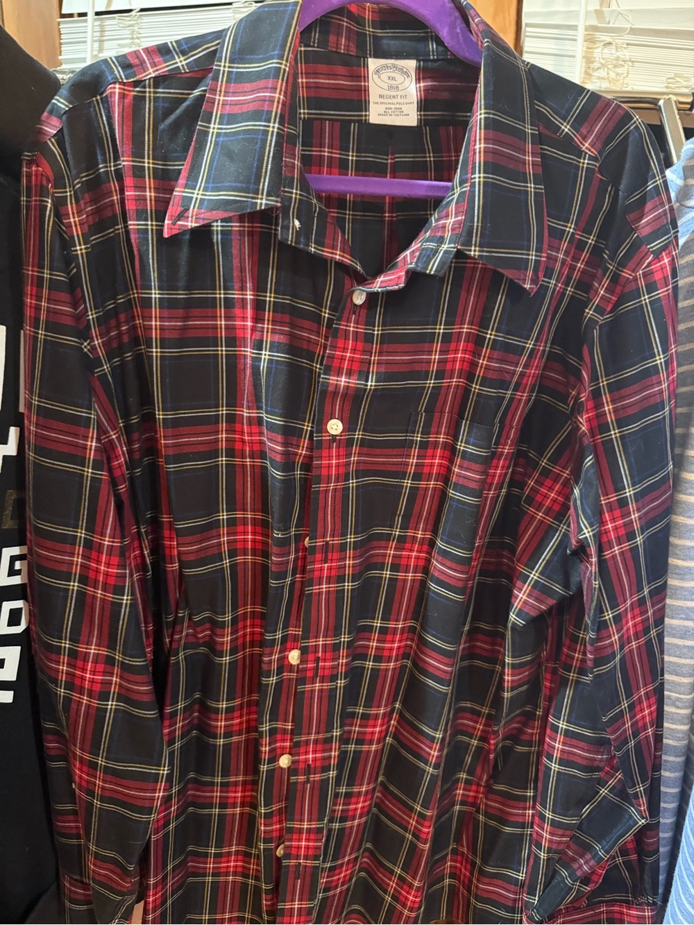 Brooks Brothers Black and Red Plaid Button-Down Shirt